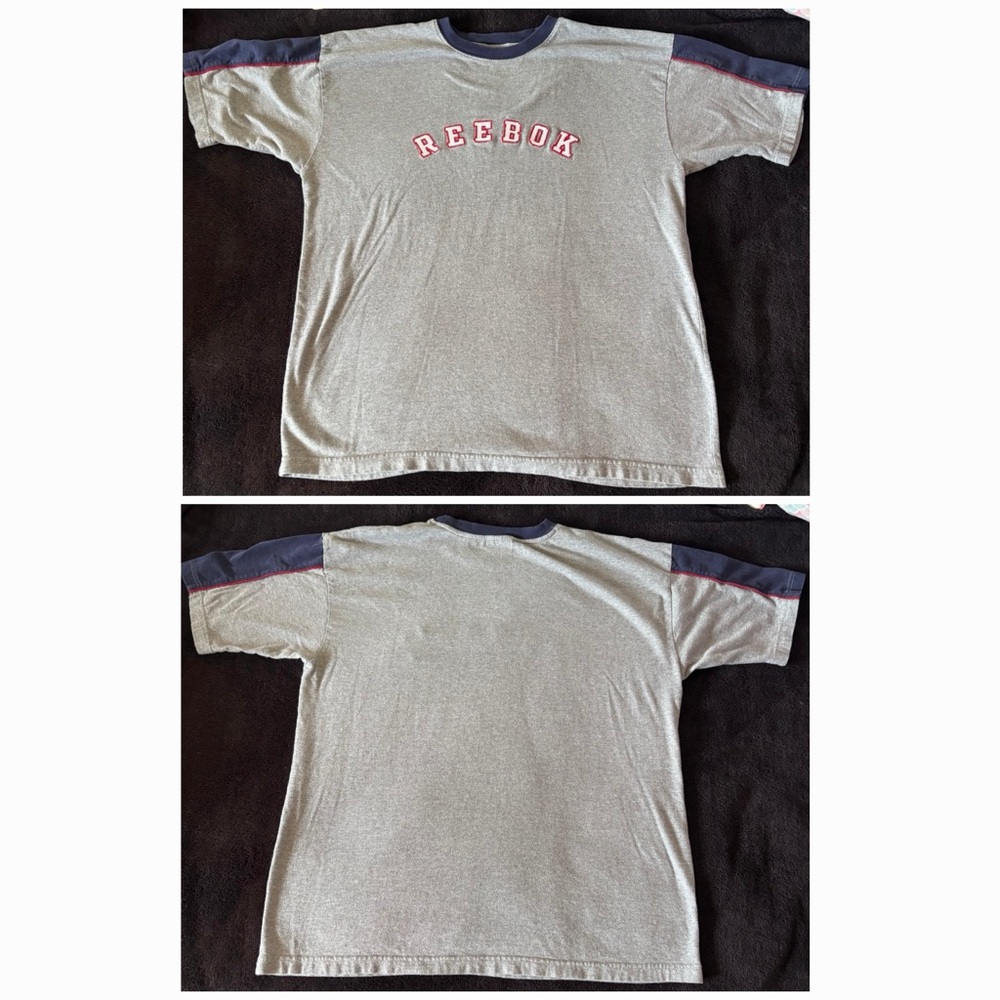Reebok vintage t2k tagged grey tee with embroidered spell out size men’s XL